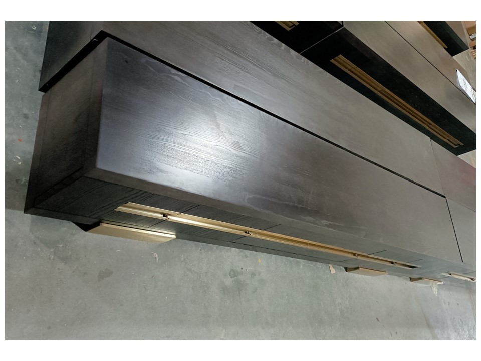 IRINA-TP-3206-V-TV UNIT (2200*420*450)-DARK ASH WOOD(WP-1)+BONDED LEATHER(TE050)