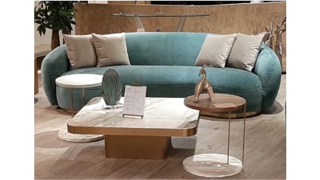 BANANA SOFA SET 3 SEATER - MUNICH 67A-LIGHT GREEN + CUSHION KOMODO 75-LIGHT BROWN - G3