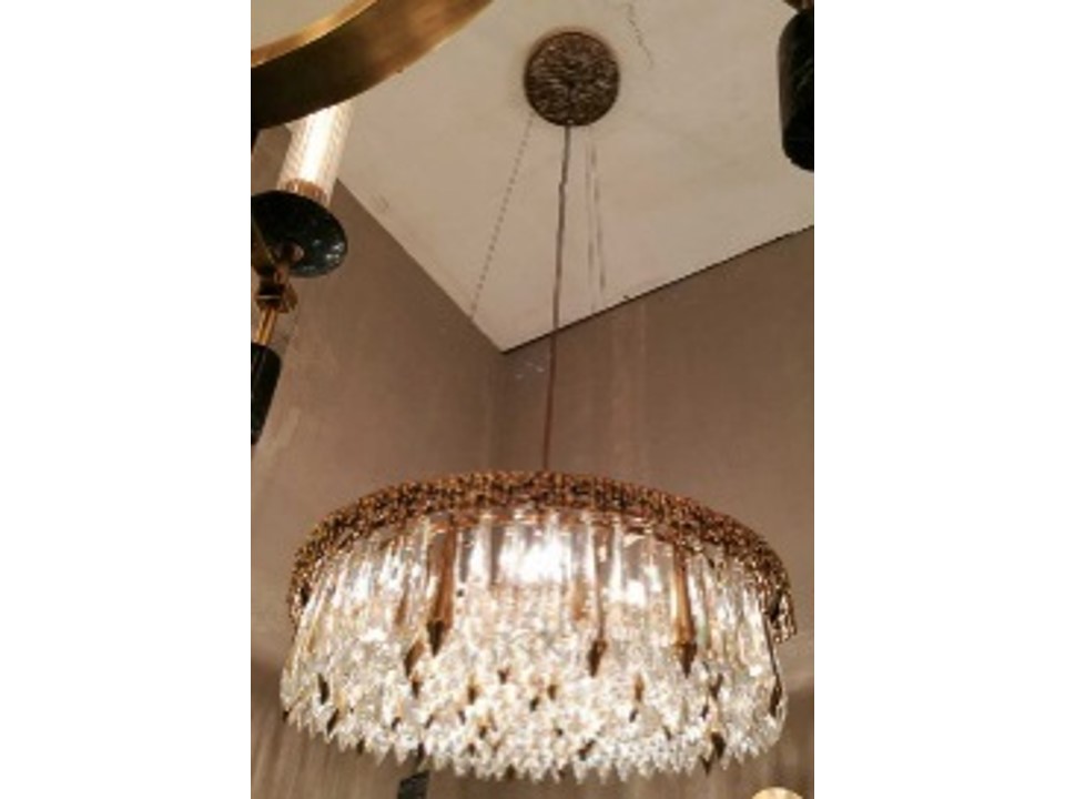 C2659-CEILING LAMP-600*H180MM-GOLD WITH CRYSTAL