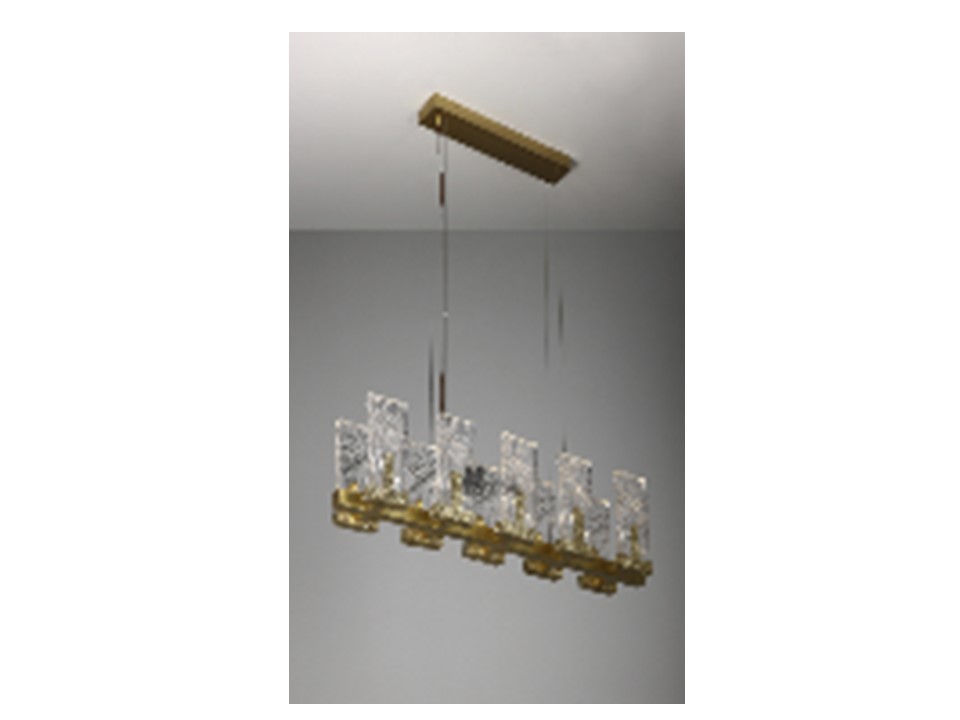 C-3031-CEILING LAMP-(L1200*W220*H240)-VINTAGE BRASS FINISH+CLEAR GLASS