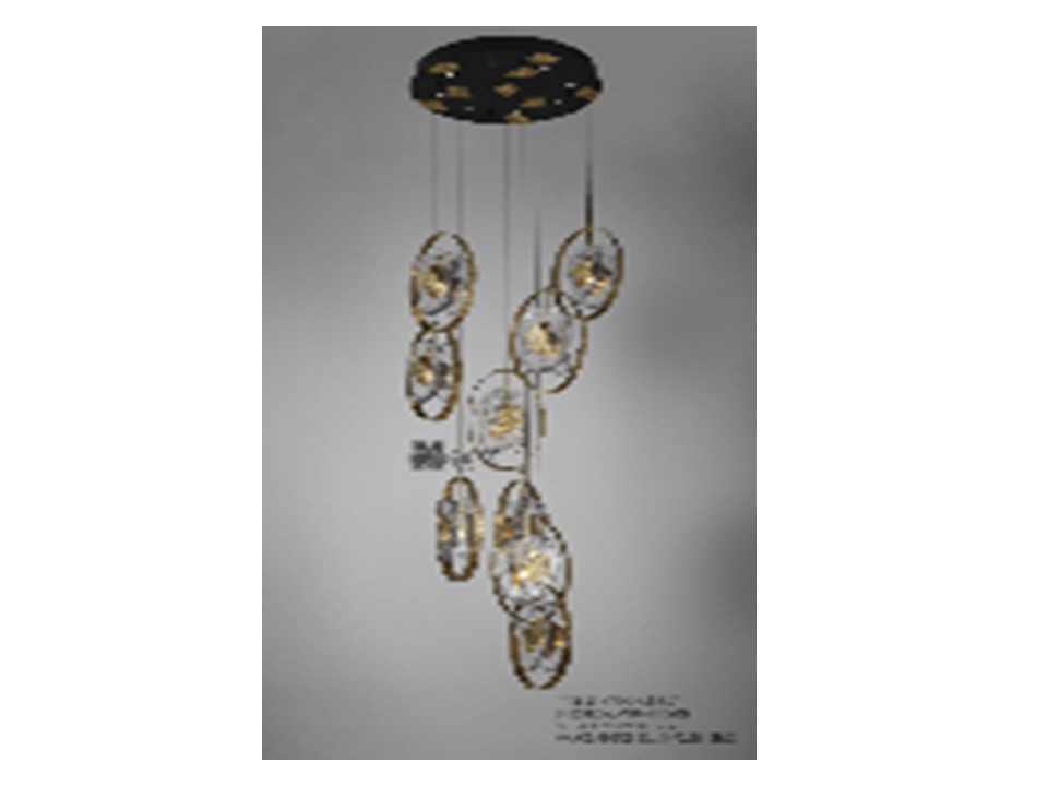 C-3042-9-CELING LAMP-(800*H3250)-BLACK FINISH+POLISHED BRASS FINISH