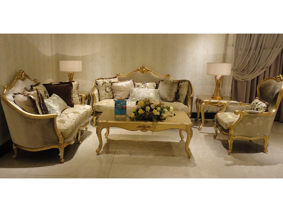 NISHAN-972-SOFA ONLY 2 SEATER-ANT.GOLD