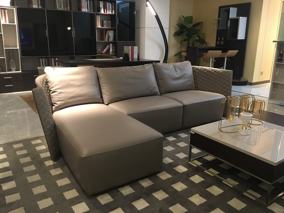 FARREN-FF-563-2 SEATER WITH SINGLE ARM (1910*860*770)+LOUNGE (920*1600*770)-0306 FULL LEATHER
