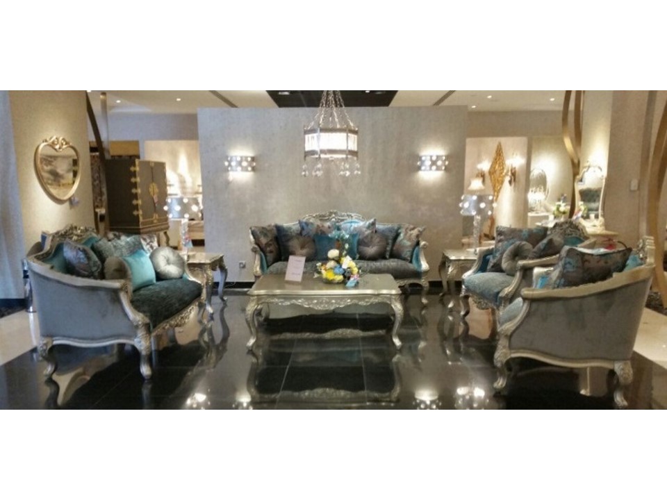MADRID-V-0009-SOFA SET -(3+2+1+1)+COFFEE TABLE-(1+2) -ANT.SIL/BRW GRN-M9180-G8