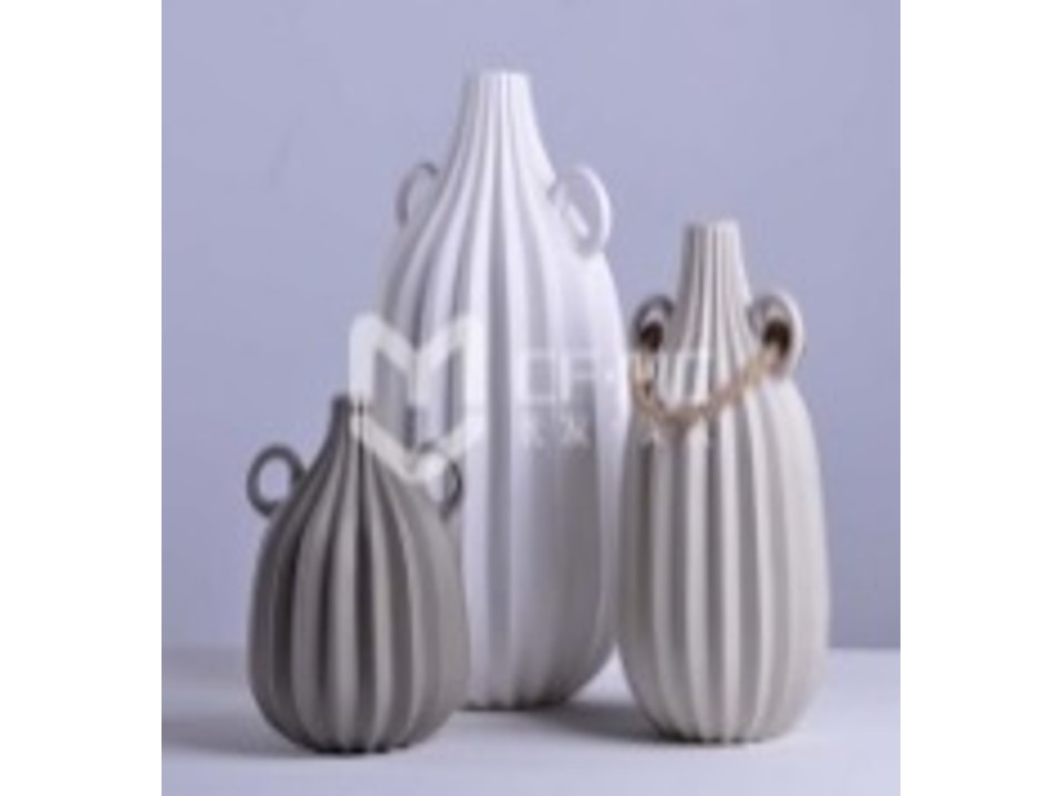 CF31-1-G CERAMIC VASE WITH ROPE (21.5*21.5*40) - GREY