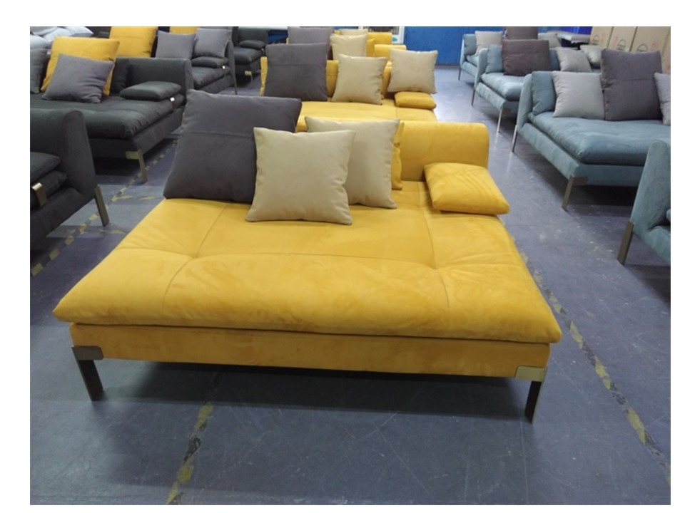 GRAHAM-MY-932-CHAISE LOUNGE (1500*1500*670)-YELLOW(S-01)+BRUSHED GOLD