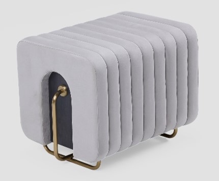 GLENN-G2-P-1104-STOOL (583*430*465)-LIGHT GREY FROSTED FABRIC(XA-018)+DARK ASH WOOD(WP-1)-G2