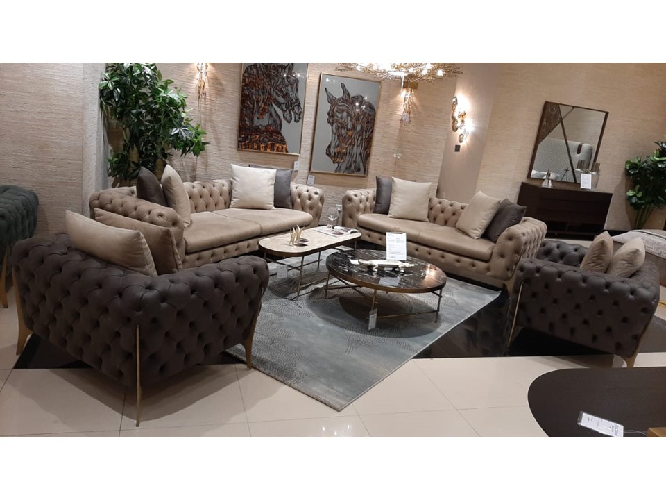 PRADA-G2-SOFA SET -3+2+1+1 -COFFEE BROWN-JERRY-09+11+03-G2(W/ BEI NEW CUSH.)