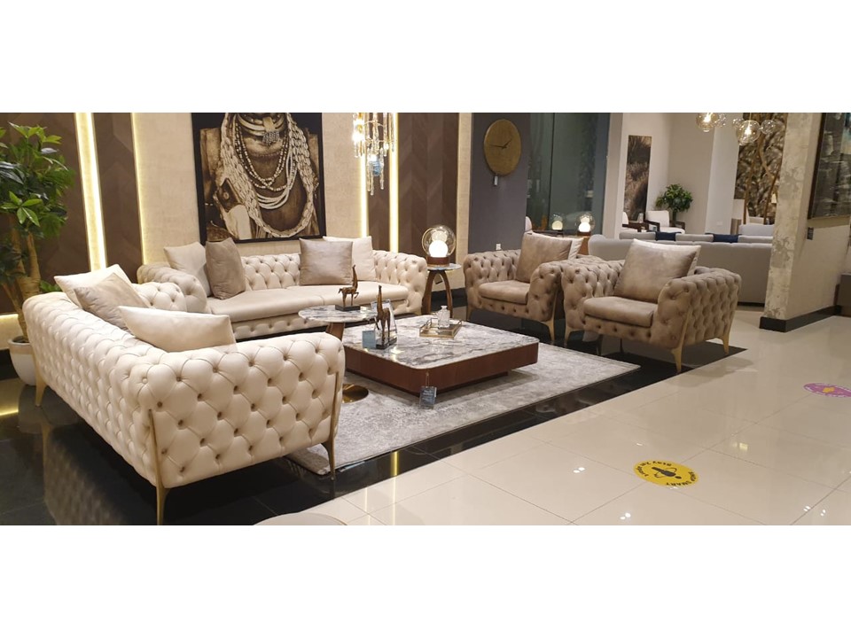PRADA-SOFA SET -3+2+1+1 -BEIGE BROWN-JERRY-03+09-G3