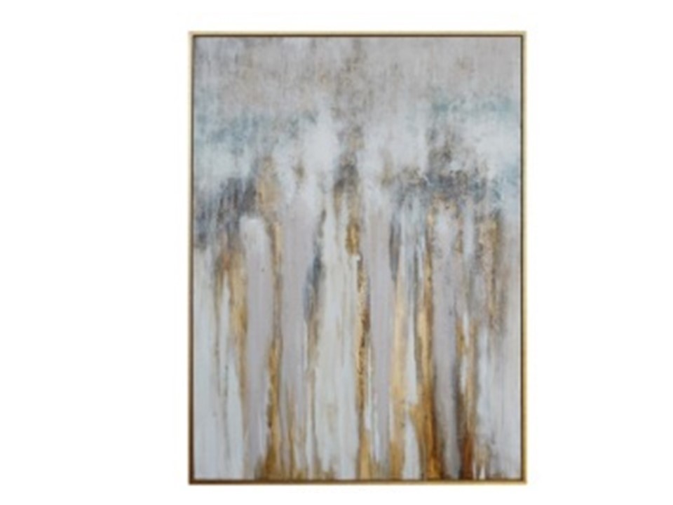 CNBZWF079-HAZE PAINT (58''X72'') ABSTRACT WITH GOLD PS OUTER FRAME (FD002-229)