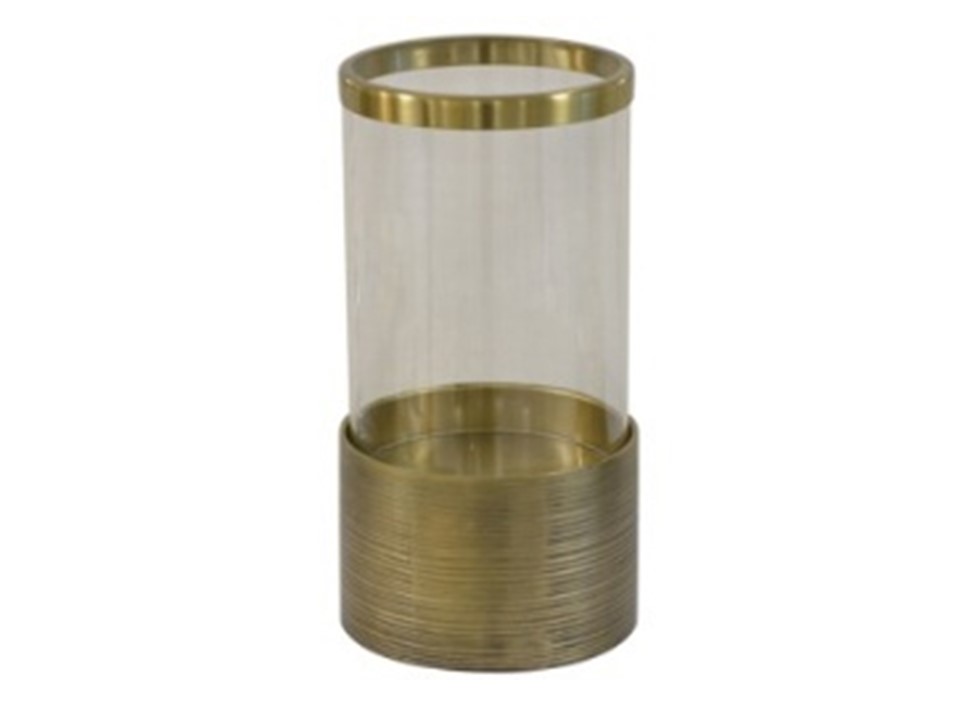 CNIDCHN013S-CANDLE HOLDER (6.5X6.5X14'') - BRASS ANTIQUE FINISH