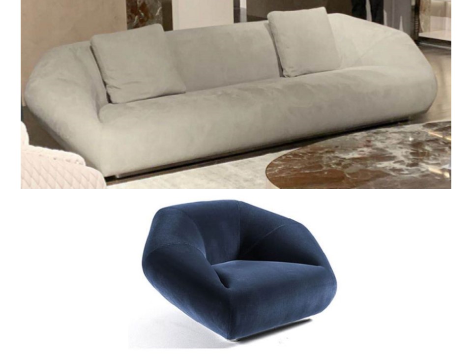 SEPHORA 3 SEATER SOFA - BERLINETTA 07(BRUTUS)-LIGHT GREY + CUSHION DUOMO 07