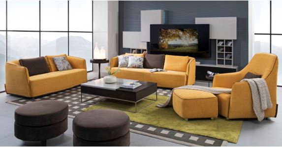 KAYLA-SF-010-SOFA SET -(3+2+1+OTTOMAN) -BLUE-VL4603-21