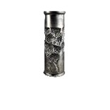 CNIDCZHN-003S-SMALL DILLARD SCULPTED & HAMMERED CANDLE HOLDER(4.5X4.5X13.5HT)-ALUMINUM  GUNMETAL FINISH