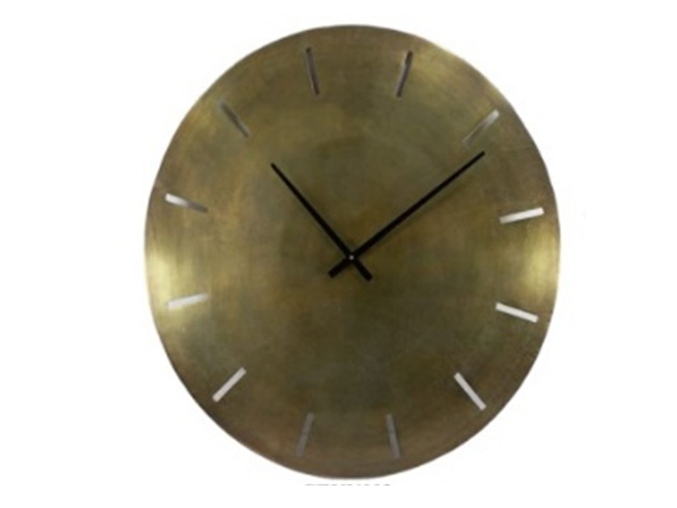 CNIDCZKN002-CUT OUT CAST CLOCK (29X29X1'') ALUMINIUM IN BRASS ANTIQUE AND BLACK ARM FINISH