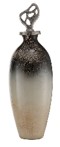 CNIDDEN-030L-LARGE BOURDON FINIAL-(7 X 7 X 23.5'')-GLASS & ALUMIMUM  CREAM & SMOKY GREY & ALUMIMUM FINISH