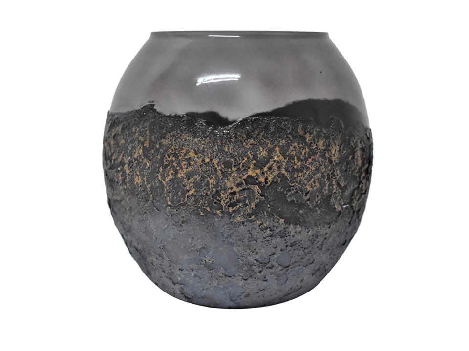 CNIDDZEN039L-CANDLE HOLDER (10*10*9")-SMOKE GLASS FINISH