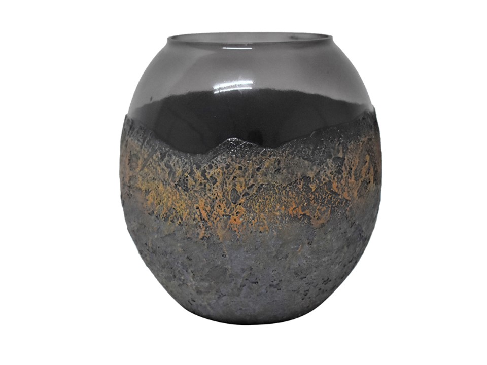 CNIDDZEN039S-CANDLE HOLDER (8*8*8")-SMOKE GLASS FINISH