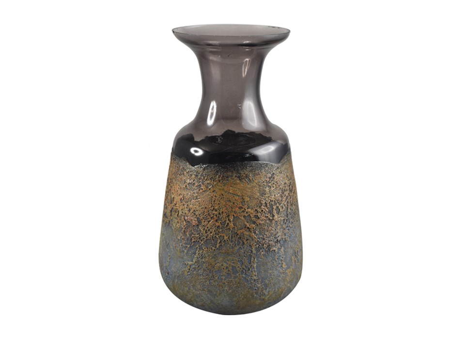 CNIDDZEN040S-VASE (7.5*7.5*13.5")-SMOKE GLASS FINISH-SMALL