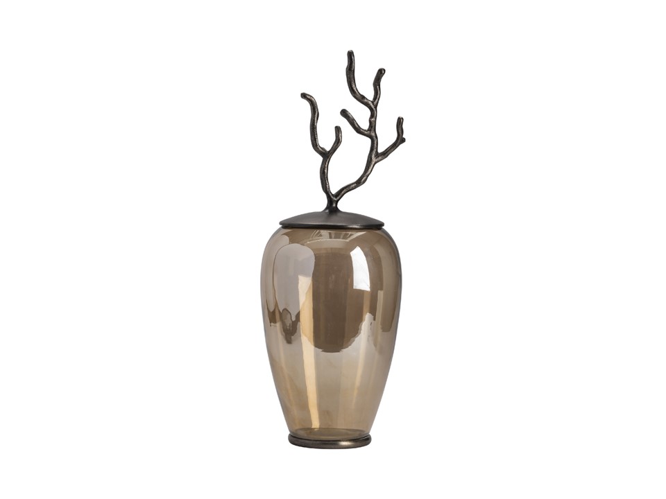 CNIDDZEN-066L-ALUMINUM+GLASS URN  SIZE-(7.48X7.48X20.47)