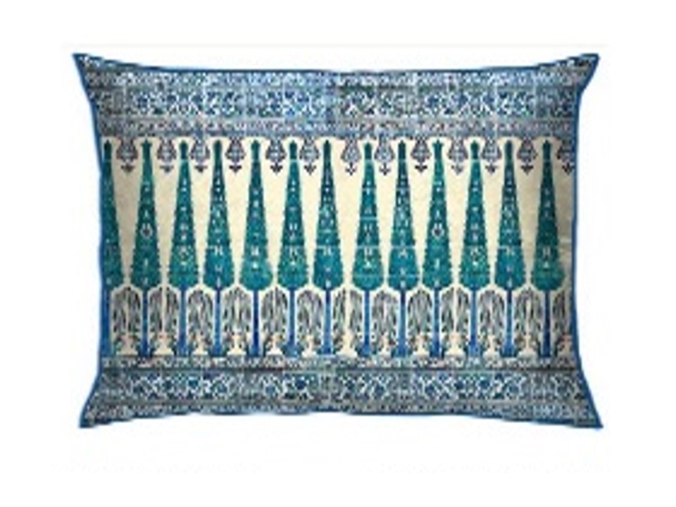 CU-001-BLUE POTTERY TREE CUSHION (50*50)