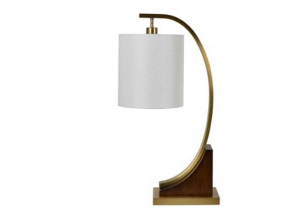 CVLZY007-LAN TABLE LAMP (26''H)-METAL AND WOOD WITH SOFT BRASS AND OAK FINISH