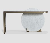 DIONNE-TP-2608-CONSOLE TABLE (1650*400*910)-WHITE MARBLE+DARK ASH WOOD(WP-1)-G1-REV