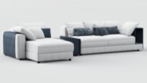 GALLARDO-G1-WA-S390-LEFT CORNER SOFA(2S SINGLE ARM+CHAISE+SIDE CABINET)-(GA289197-01/PA083-6167-45/GS289198-07)-SILVER GREY/NAVY BLUE-G1