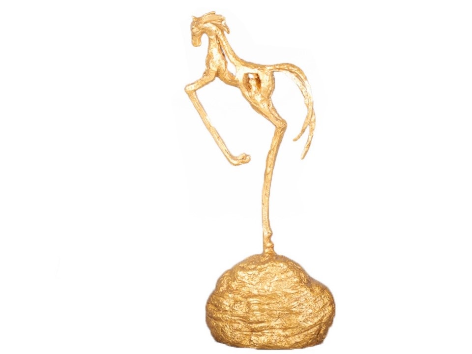 DC0225K-SURGING HORSE SCULPTURE-210X115X425-GOLD