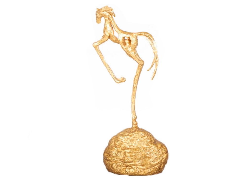 DC0225K-SURGING HORSE SCULPTURE-210X115X425-GOLD