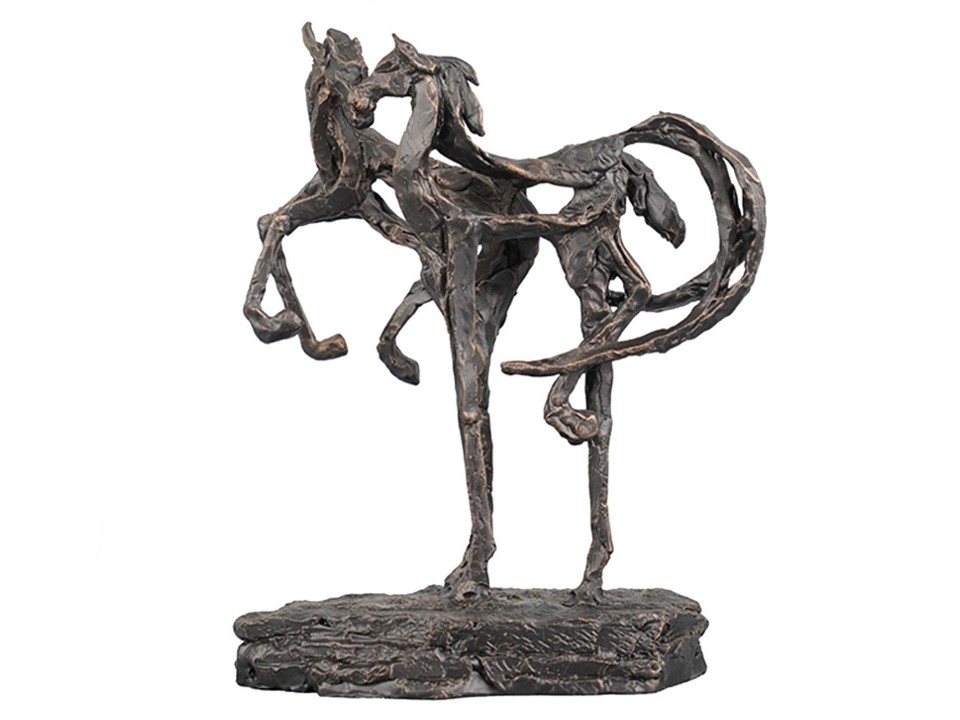 DC0226-SURGING HORSES SCULPTURE 270X105X320-DARK BRONZE