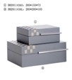DH201143AS-HAND-WEAVEN  STORAGE BOX-S-(205*155*73)-MICROFIBER LEATHER & MDF & S/S STEEL-GREY & KHAKI & SIVER
