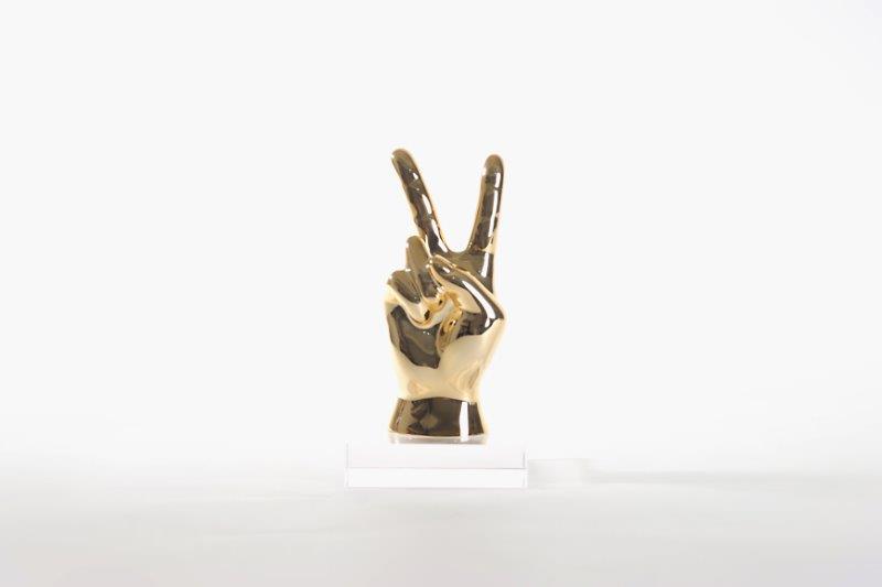 DZ0247-PEACE SIGN HAND SCULPTURE-(120*120*220)-GOLD