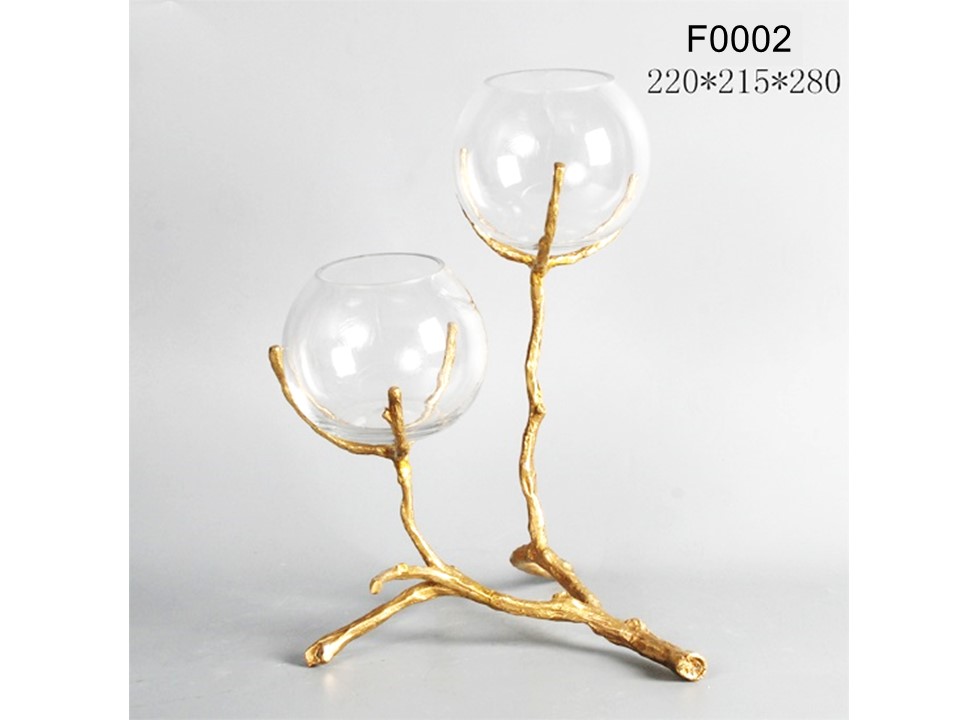 ACF0002 CANDLE HOLDER - MEDIUM 220 X 215 X 280 GOLD