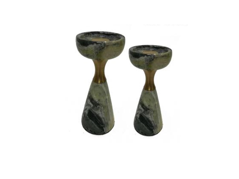 ACF0037 CANDLE HOLDER LARGE DIA 90 X 220 GREEN MARBLE