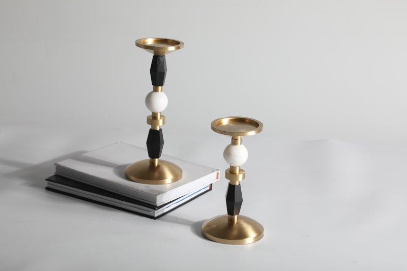 F0799AL-CANDLE HOLDER-(110*255)-GOLD & BLACK