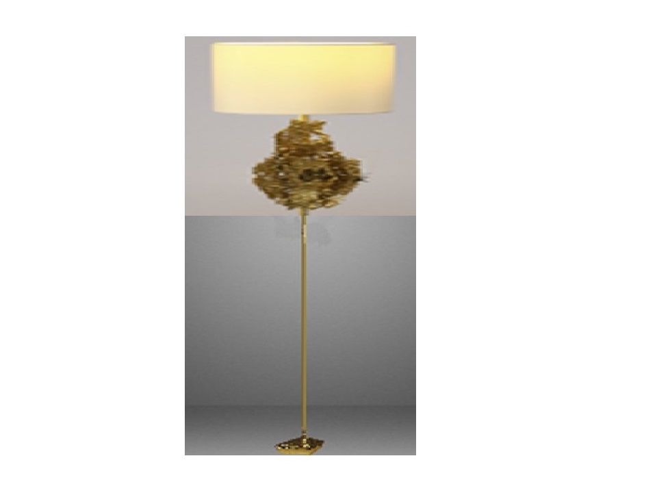 F-3094-FLOOR LAMP-400*1650-GOLD W/ GREY TC SHADE-G1