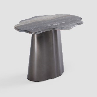 MESSO-G2-TZ313A-END TABLE SMALL-(65*45*48)-304#S.S. BRUSHED DARK GREY FINISH, PALISSANDRO BLUE MARBLE-G2