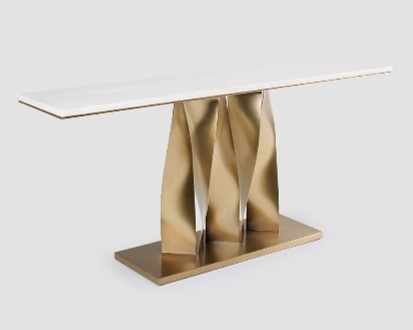 VLADIMER-G1-XG212A-CONSOLE-(180*40*82)-304#S.S. BRUSHED CHAMPAGNE GOLD FINISH, CARY ICE JADE MARBLE (ST0002)-G1