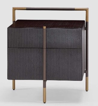 LISTRADO-BMBO-CTG80269-NIGHT STAND(552*490*600)-C10.32 VENEER/PD STRIPED+SANDBLASTED BLACK GOLD/PEARL SAND BROWN COPPER GOLD