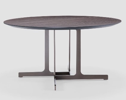 LISTRADO-G2-BMBO-CT80283-ROUND DINING TABLE(DIA 1500*760)-WHITE SEN(SMOKY GRAY)+SANDBLASTED BLACK GOLD-G2