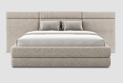 TORIA-G2-BD-2692-KN-KING BED (200*200)+2NT(NTS2785)+DRS(DR2785)+MIRROR(MR2785)-BOUCLE TAN ANTIQUE BRASS (PLY-82/WT-72D/PN-74C/SA151)-G2