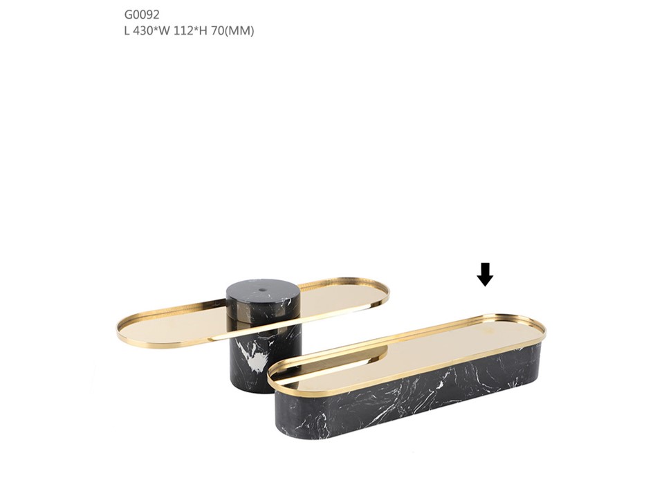 G0092 MARBLE TRAY (430*112*135) BRUSHED GOLD