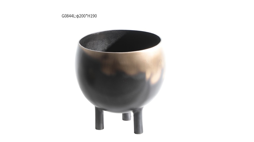 G0844L-BRASS BOWL-(200*200)-ANTIQUE GOLD WITH BLACK-L