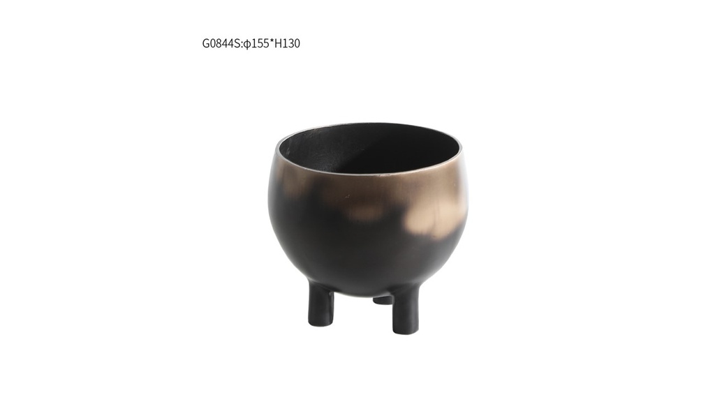G0844S-BRASS BOWL-(200*130)-ANTIQUE GOLD WITH BLACK-S