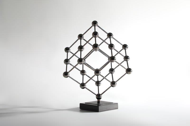 H1112-METAL SCUPLTURE ON MARBLE-(360*370*440)-GUN METAL