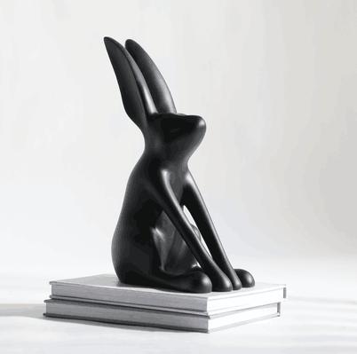 H-1284B-PRICK EAR RABBIT DECOR (210*130*330)-BLACK