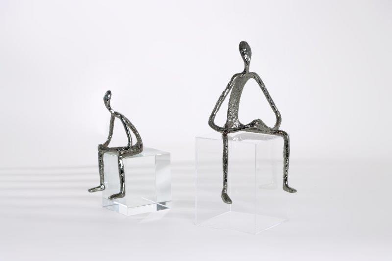 H1499S-ABSTRACT MAN FIGURINE-(80*80*117)-GUN METAL-S