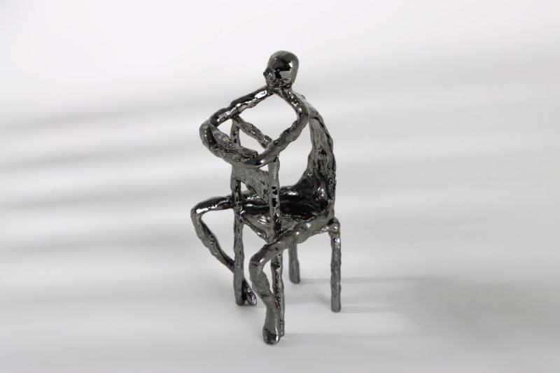 H1503B-THINKER FIGURINE-(90*100*210)-GUN METAL-S