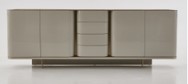 CALLIE-GZ453E-01-BUFFET TABLE-(2400*480*850)-304#S.S BRUSHED CHAMPAGNE GOLD FINISH, MICROFIBER: Z-BGQ07815, WOOD LACQUER COLOR SAME AS MICROFIBER, ST0002 CARY ICE JADE MARBLE
